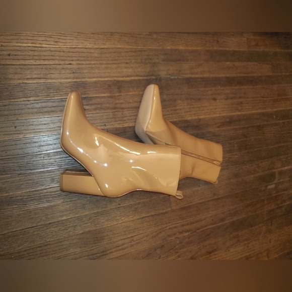 NEW! Lulu's Bekka Caramel Patent Leather Mid-Calf Boots SZ 6 - Picture 6 of 8